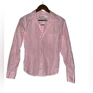 Frank & Eileen Women Barry‎ Relax Button Front Shirt XS Light Pink Stripe Poplin